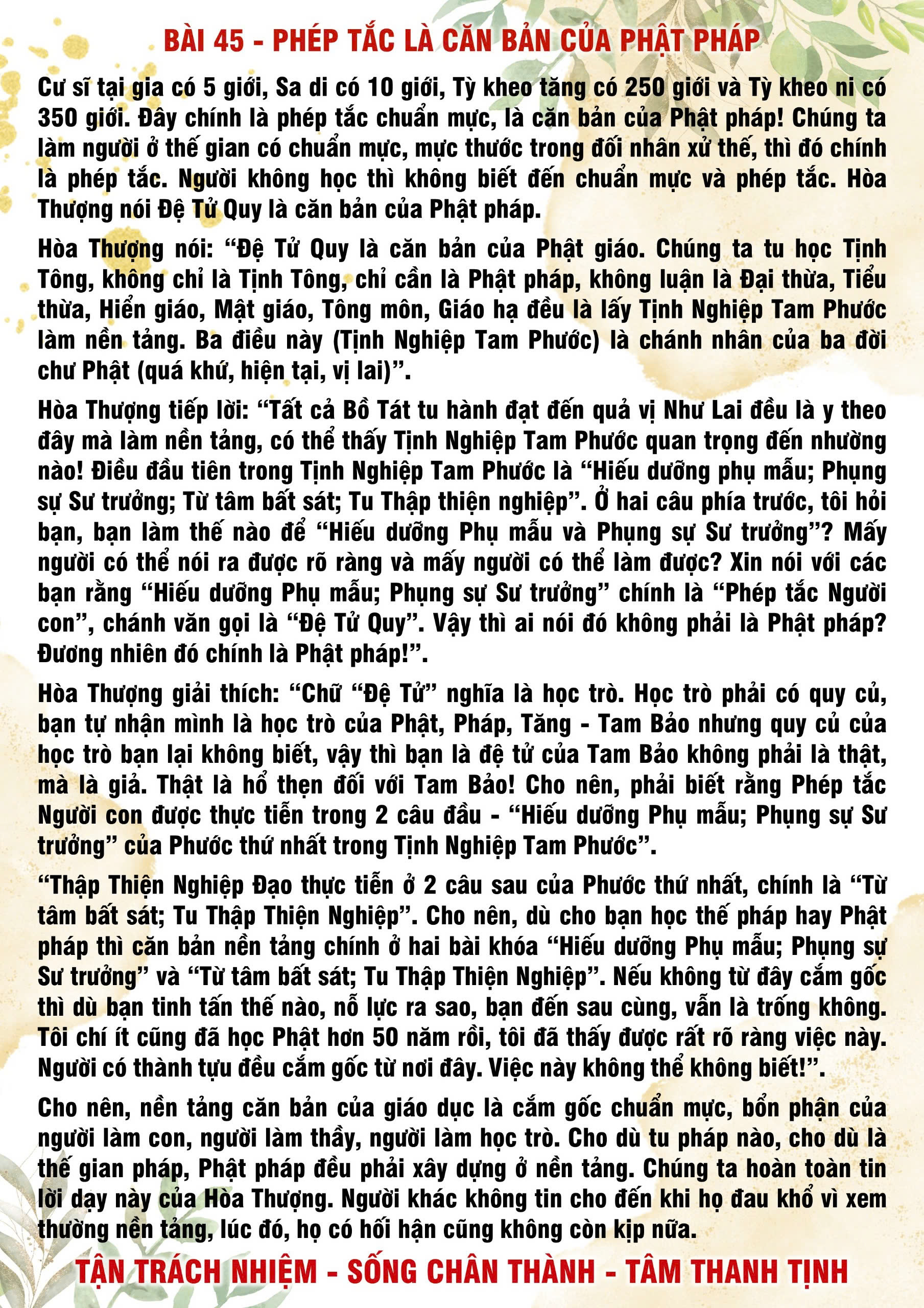 45 · PHTT - Phép Tắc Là Căn Bản Của Phật Pháp - 45